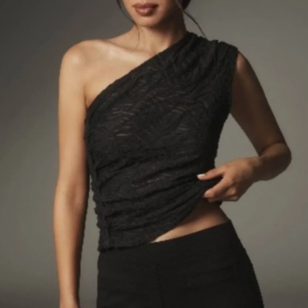 BLACK Textured One-Shoulder Top - Picture 3 of 3